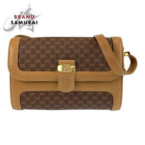 GUCCI GG Brown Leather Shoulder Bag
